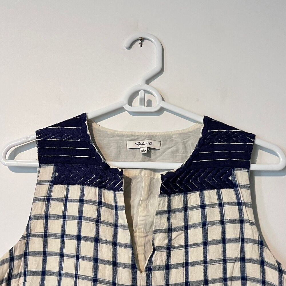 Madewell Womens Dress Size S Multicolor Check Sunray Linen Blend Sleeveless - Picture 2 of 8